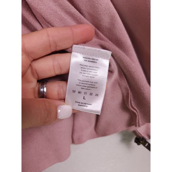 Mote Faux Suede Asymmetrical Zip Jacket Blush Pink Size Large - Picture 7 of 12